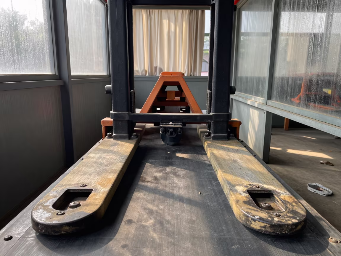 Grease-Smeared Fork Guard on Sorting Belt in Patna in at a parcel sorting belt in Patna