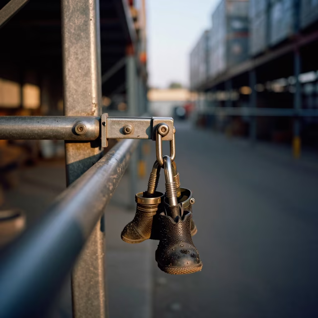 Grease Smears on Brake Keyring Rail in Mogadishu Warehouse in inside a warehouse aisle in Mogadishu