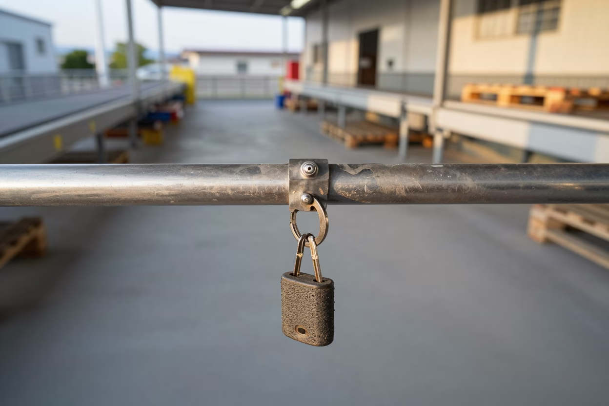Grease Smears on Brake Lock Rail in Kyoto Bay in inside a chilled distribution bay near Kyoto
