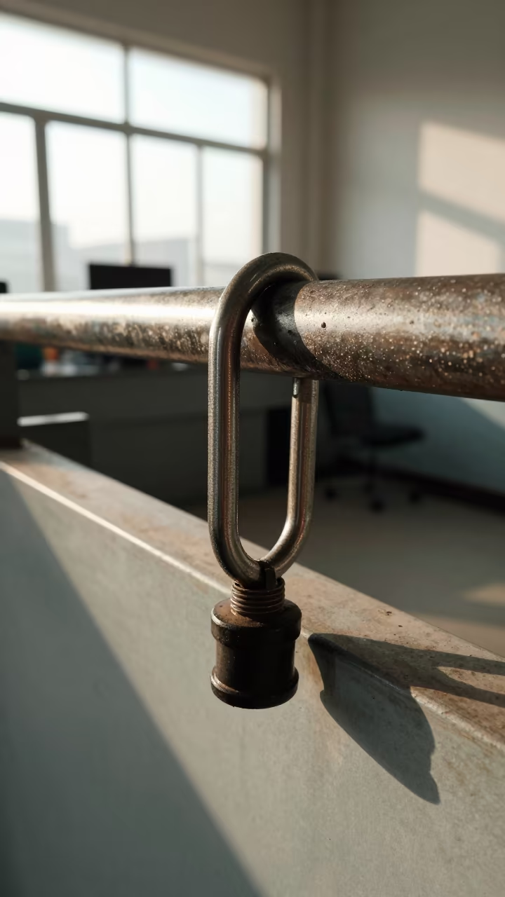 Grease Smears on Brake Lock Rail in inside a dispatch office above the dock in Monywa