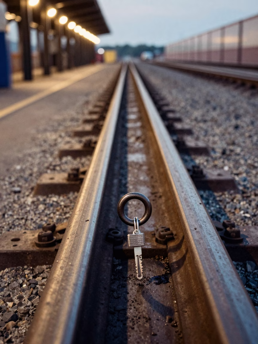 Grease Stained Keyring Rail in Russeifa Warehouse in inside a cross-dock lane in Russeifa