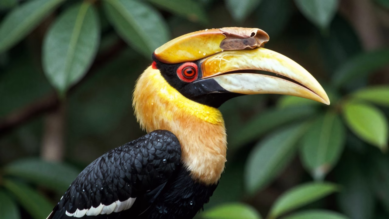 Great Hornbill Yellow Casque Close Up in near Braga