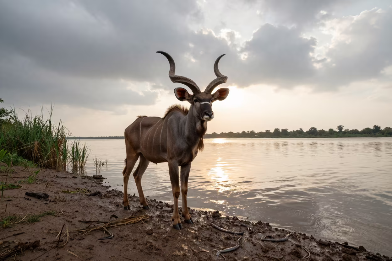Greater Kudu Bull in Monsoon Light Near Can Tho in near Can Tho