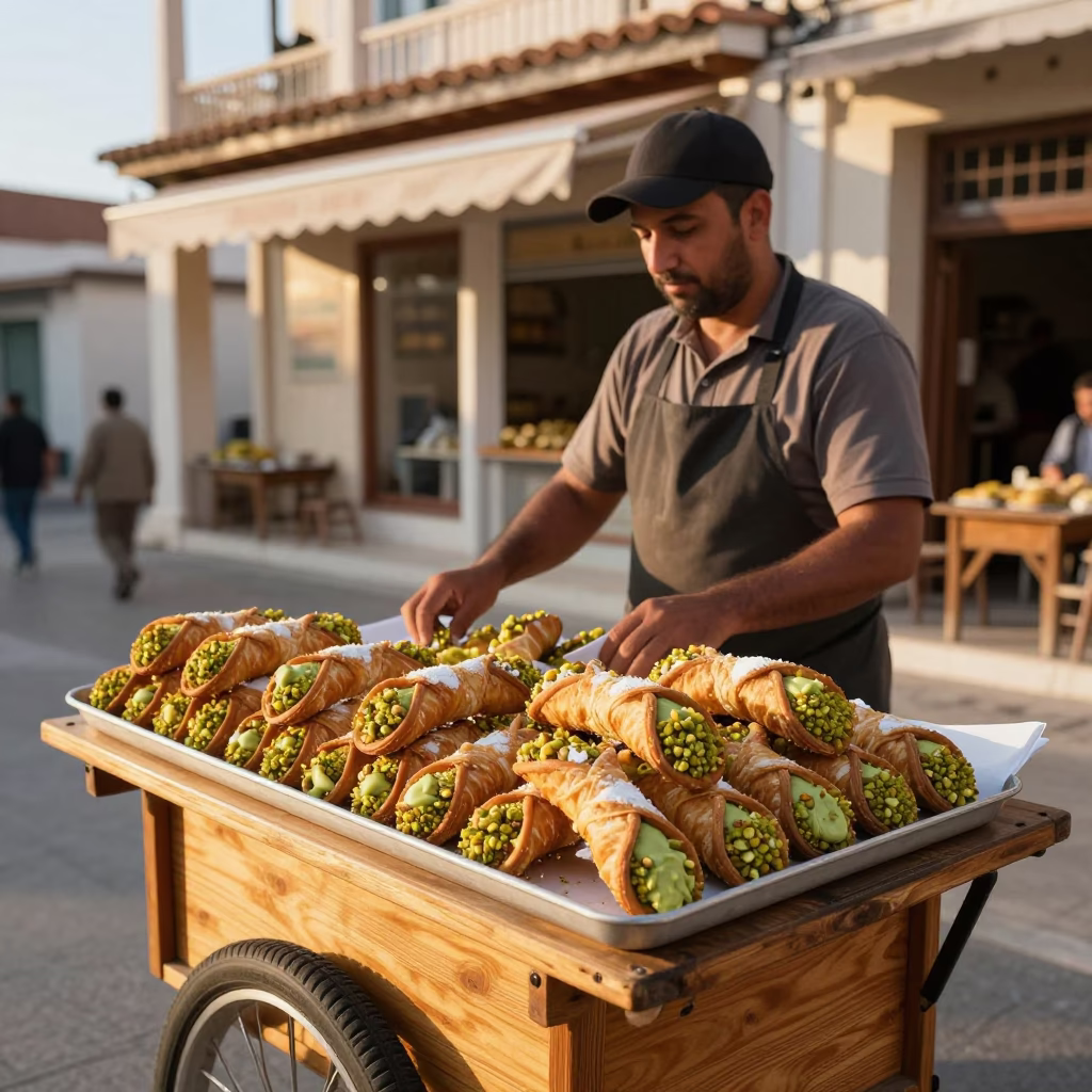 Greek Pastries in Athens at Clear Late-afternoon Light in in Athens, Greece