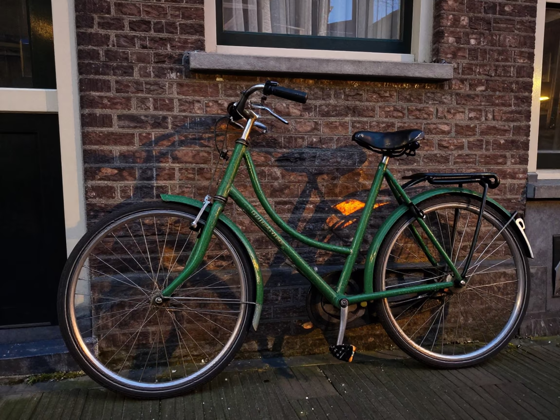 Green Bicycle in Amsterdam in in Amsterdam, Netherlands
