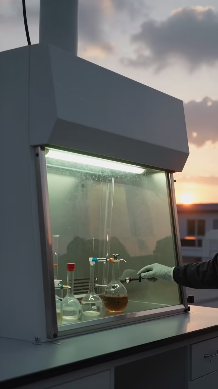 Green Chemistry Hood Light in Kokshetau Lab in in Kokshetau