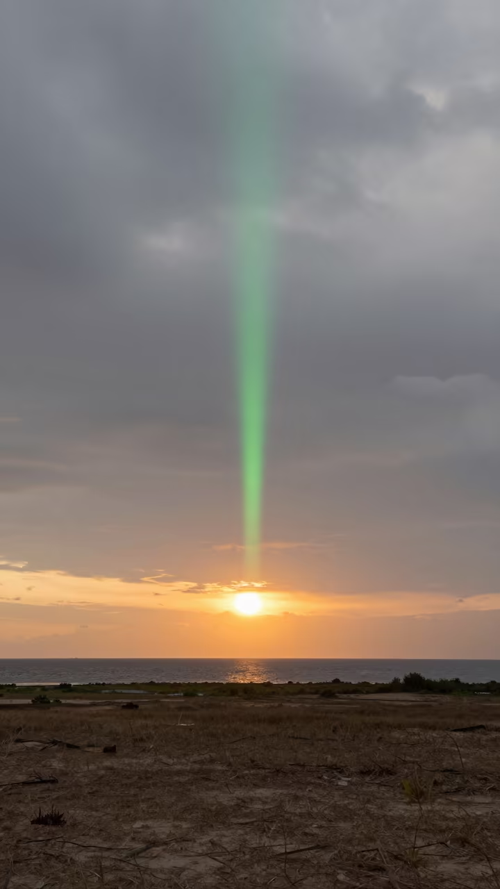 Green Flash Over Java Sunset Horizon in in Java
