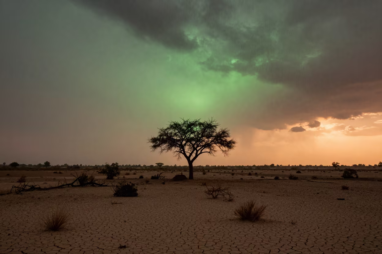 Green Flash Sunset Near Girga in near Girga