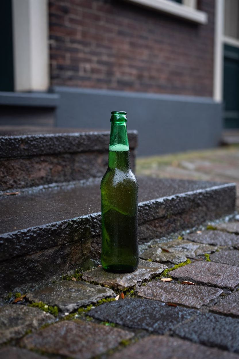 Green Glass Beer Bottle in Amsterdam in in Amsterdam, Netherlands