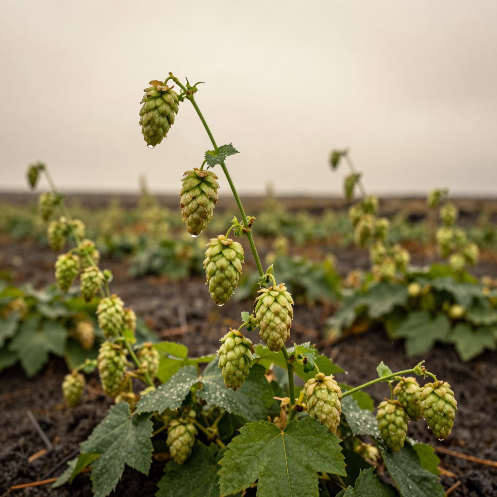 Green Hops Cones Under Horizon Light in Iceland in in Iceland