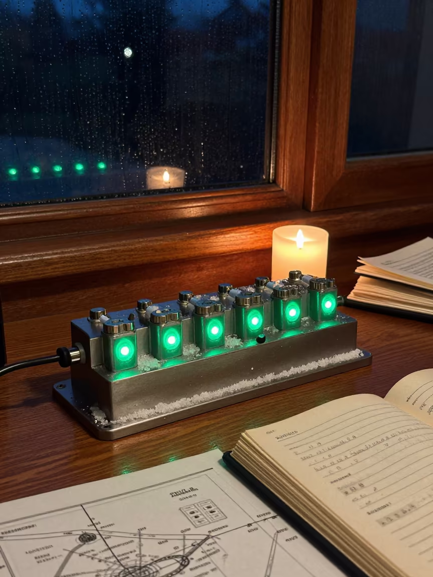 Green Hydrophone Blinking Beside Chart Table in in Gulou, Beijing