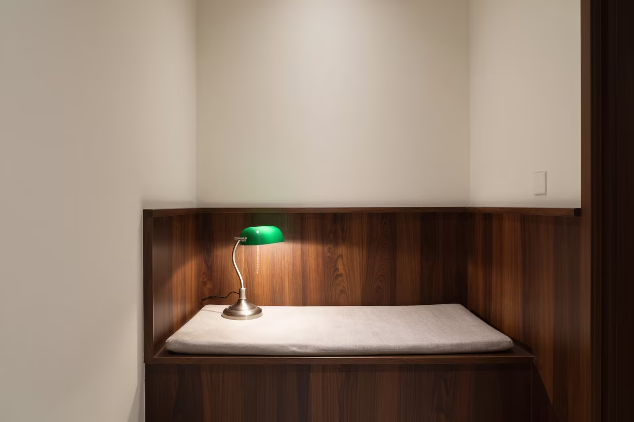 Green Lamp on Cushion in Karachi Reading Nook in on a reading nook cushion in Karachi