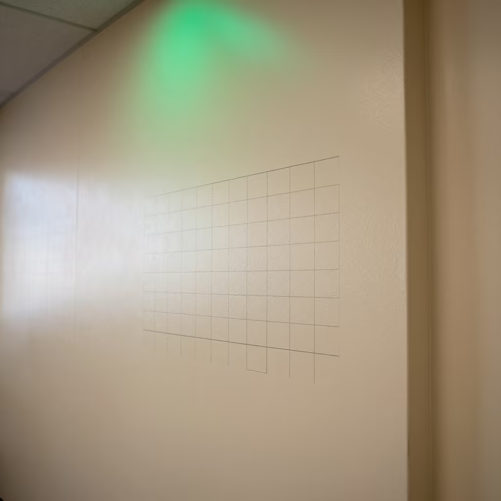 Green Lit Classroom Wall Dubai Education in in a computer lab before lessons in Dubai