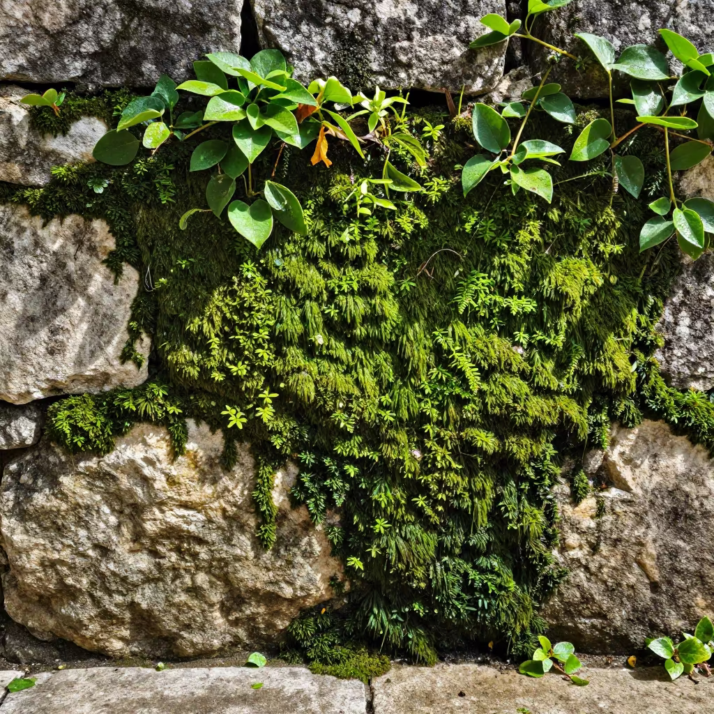Green Moss on Stone Wall Near Marseille in near Marseille