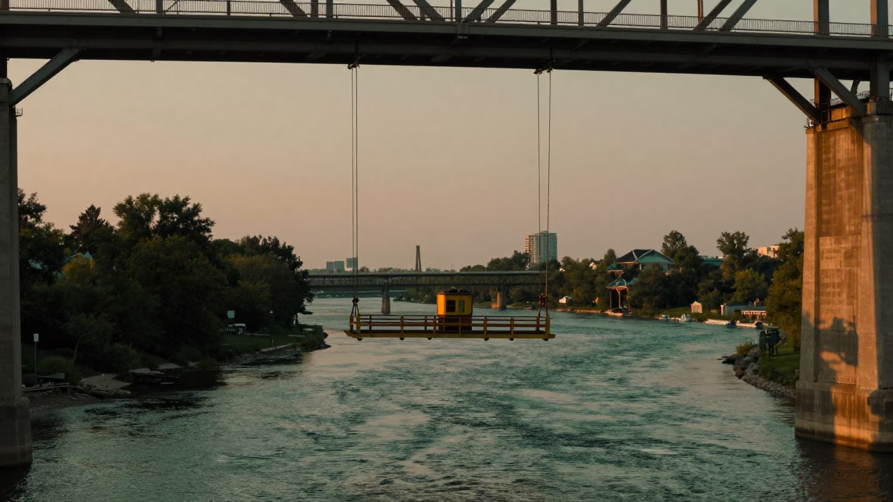 Green River at Copper-toned Light Before Dusk in Toronto in in Toronto, Ontario, Canada