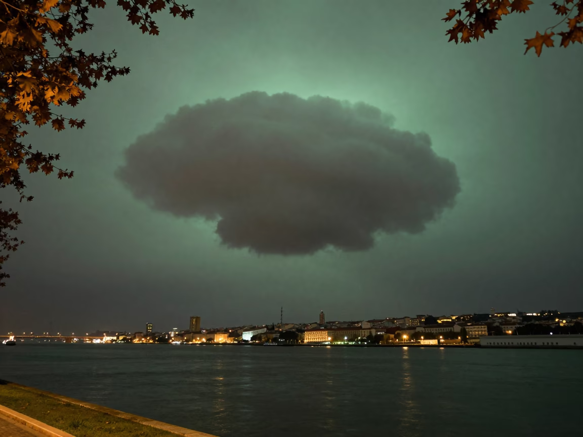 Green Sky Mesocyclone Over Lisbon Rain in near Belem, Lisbon
