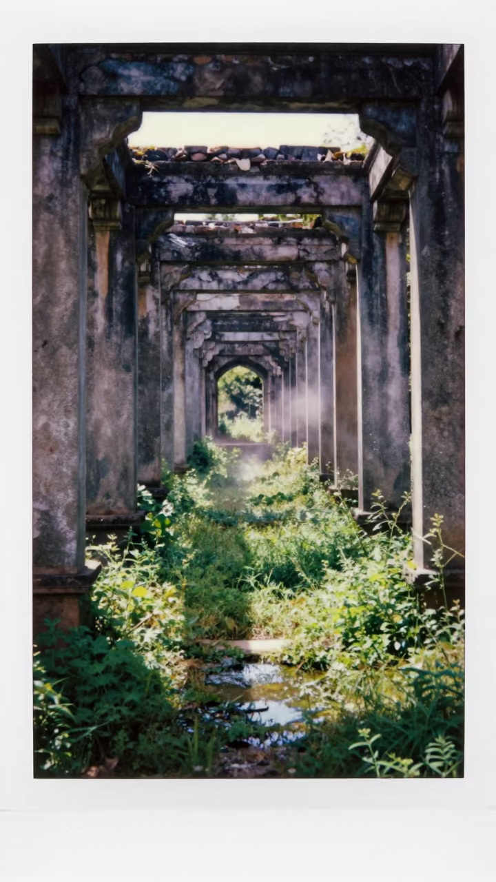 Green Weeds in Raipur Ruin Arcade Midday in near Raipur