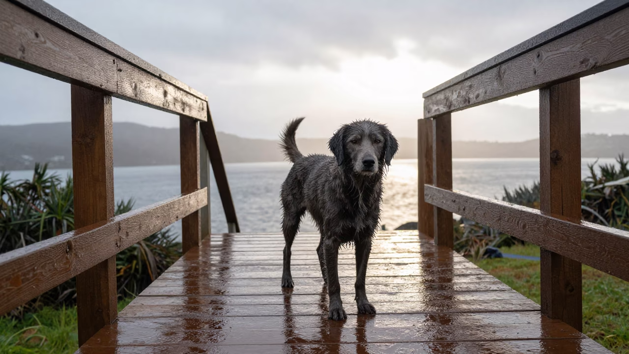 Grey Dog in Hobart in in Hobart, Tasmania, Australia