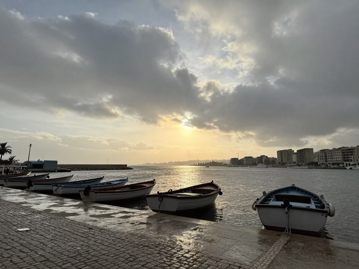 Grey Overcast Morning at Haifa Harbor in near Haifa