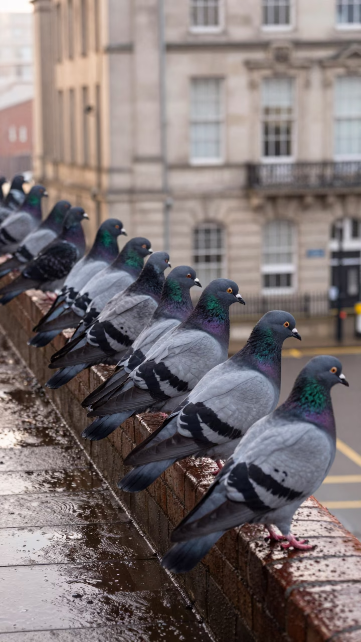 Grey Pigeons in Liverpool in in Liverpool, United Kingdom