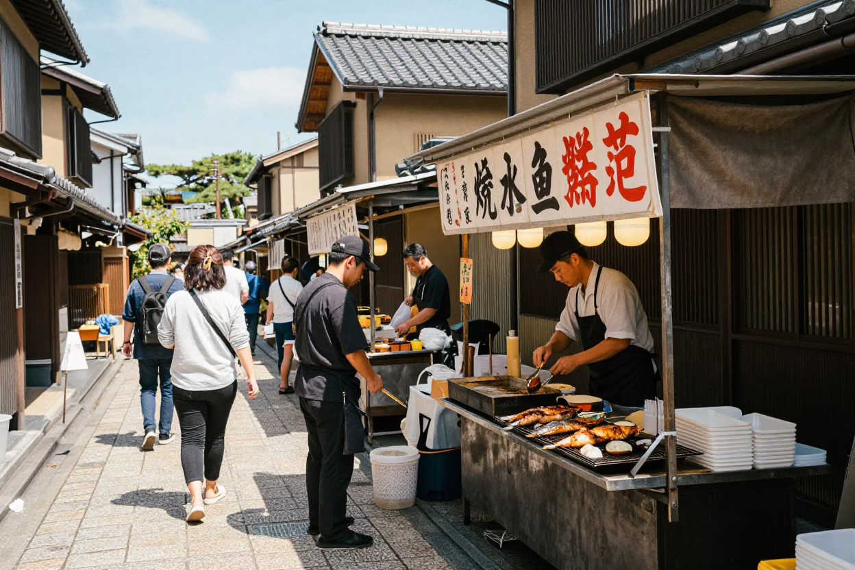 Grilled Fish in Fukuoka at Midday Light in in Fukuoka, Japan