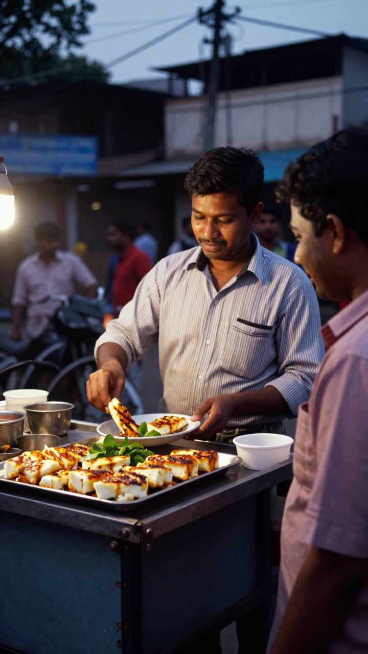 Grilled Halloumi in Kolkata at The Early Evening Light in in Kolkata, India