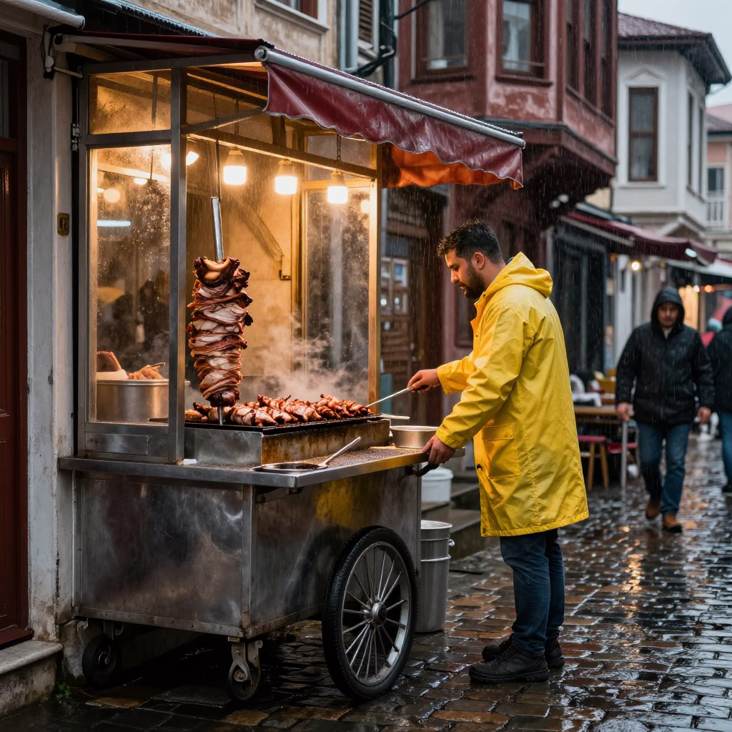 Grilling Meat in Istanbul in in Istanbul, Turkey