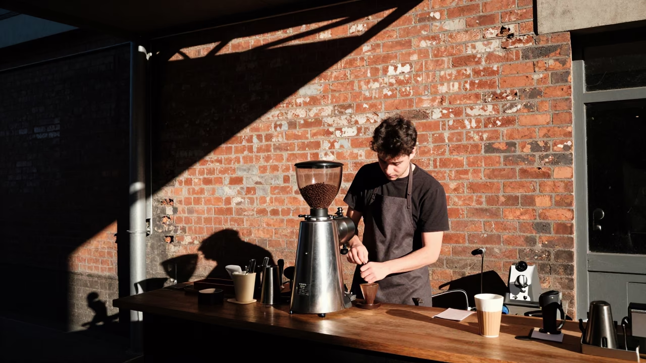 Grinding Coffee in Melbourne in in Melbourne, Victoria, Australia