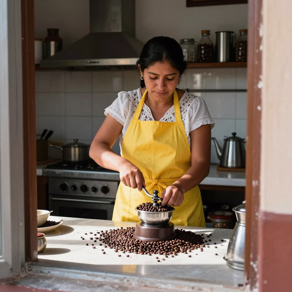 Grinding Coffee in Merida in in Merida, Mexico