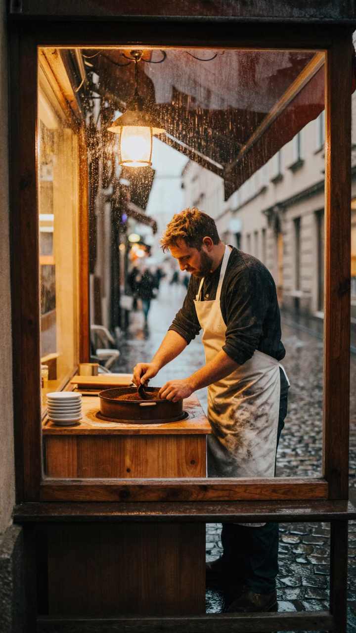 Grinding Coffee in Vienna in in Vienna, Austria