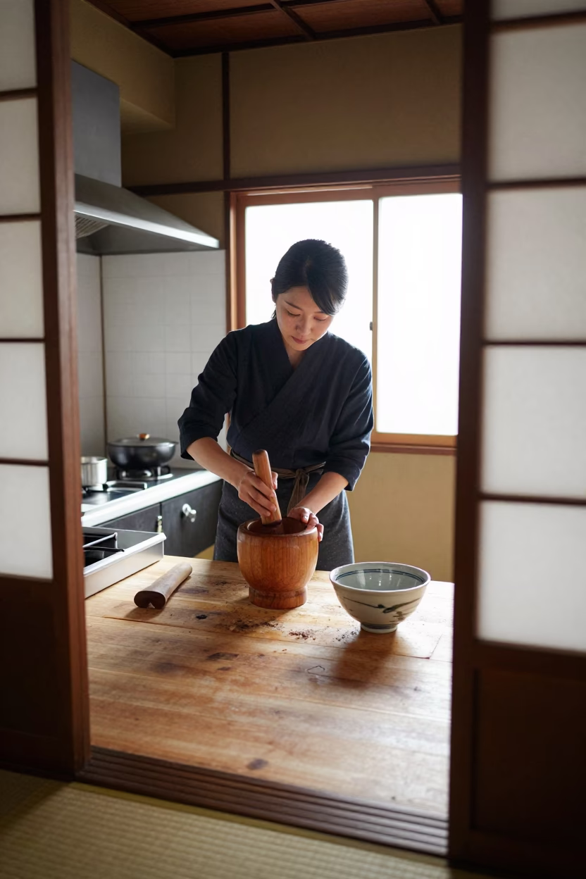 Grinding Ingredients in Tokyo in in Tokyo, Japan