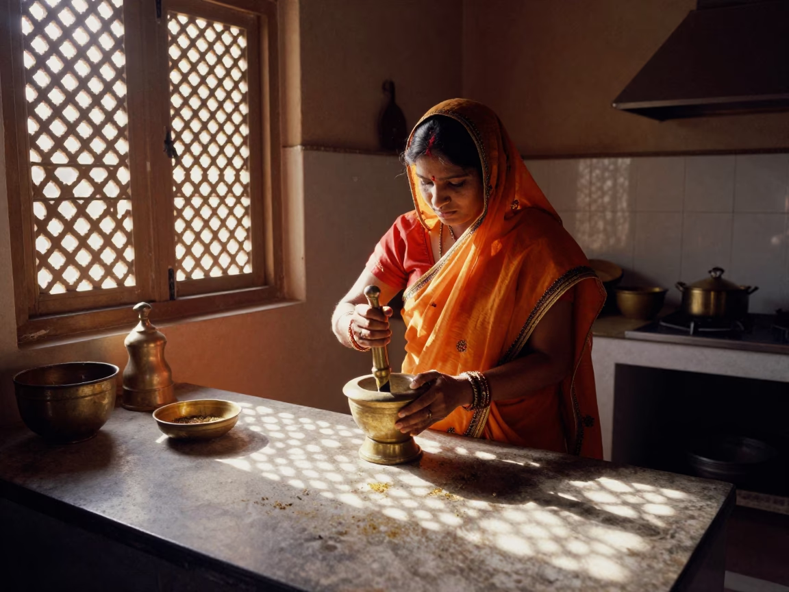 Grinding Spices in Jaipur in in Jaipur, India