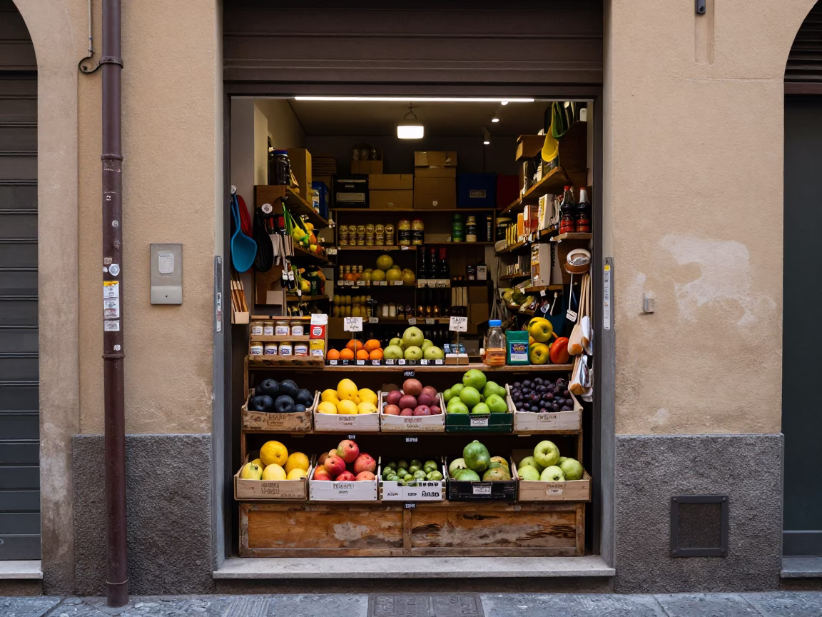 Grocery Entrance in Bologna in in Bologna, Italy
