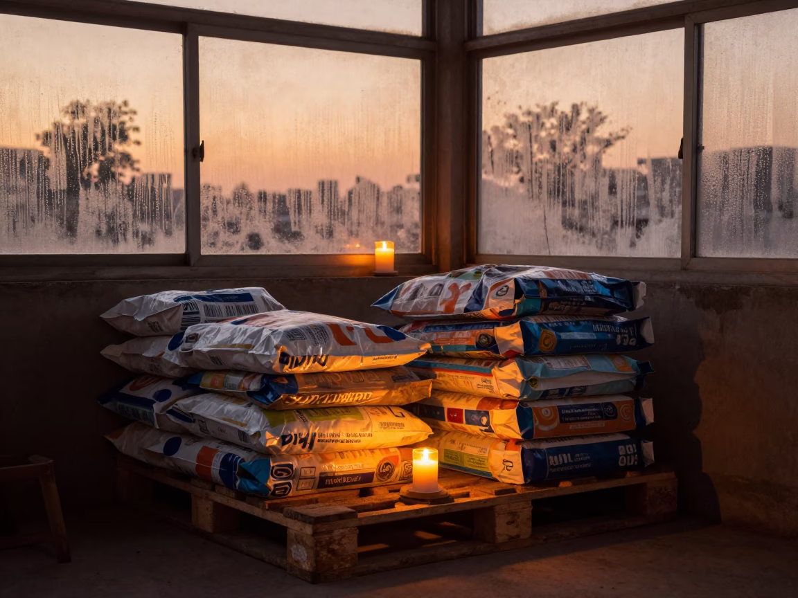 Grooming Bay Kibble Pallet at Sunset in inside a grooming bay in Faisalabad