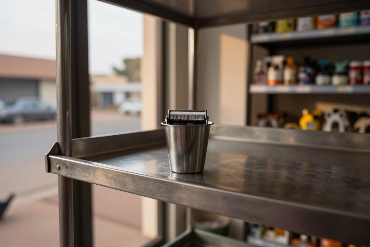 Grooming Blade Cup on Prep Shelf in Enugu Pet Store in inside a pet store aisle in Enugu