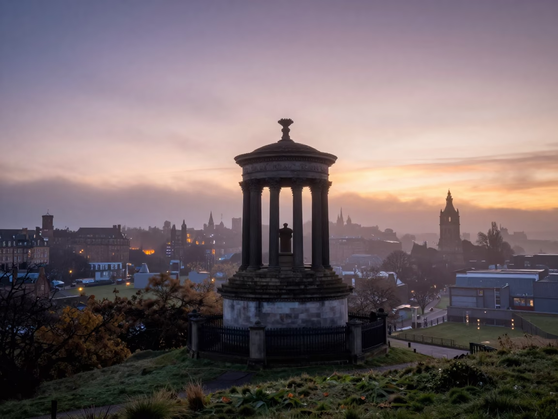 Ground Fog in Edinburgh at The Predawn Darkness Light in in Edinburgh, United Kingdom