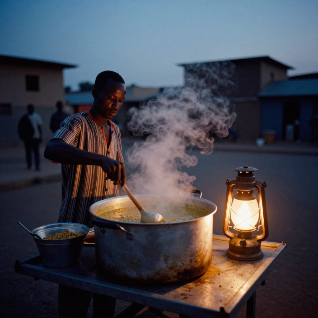 Groundnut Soup in Dakar at Blue Hour in in Dakar, Senegal