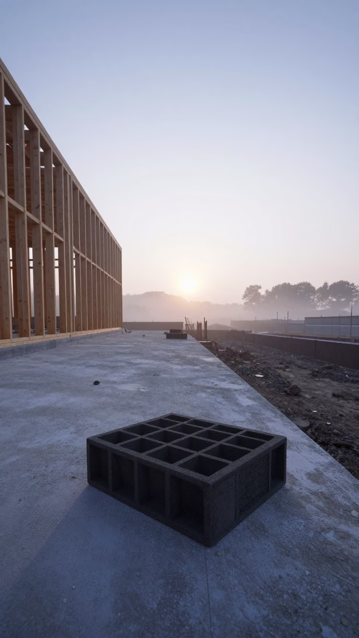 Grout Cube Mold Box Before Dawn Kansai in beside a framed building shell in Kansai