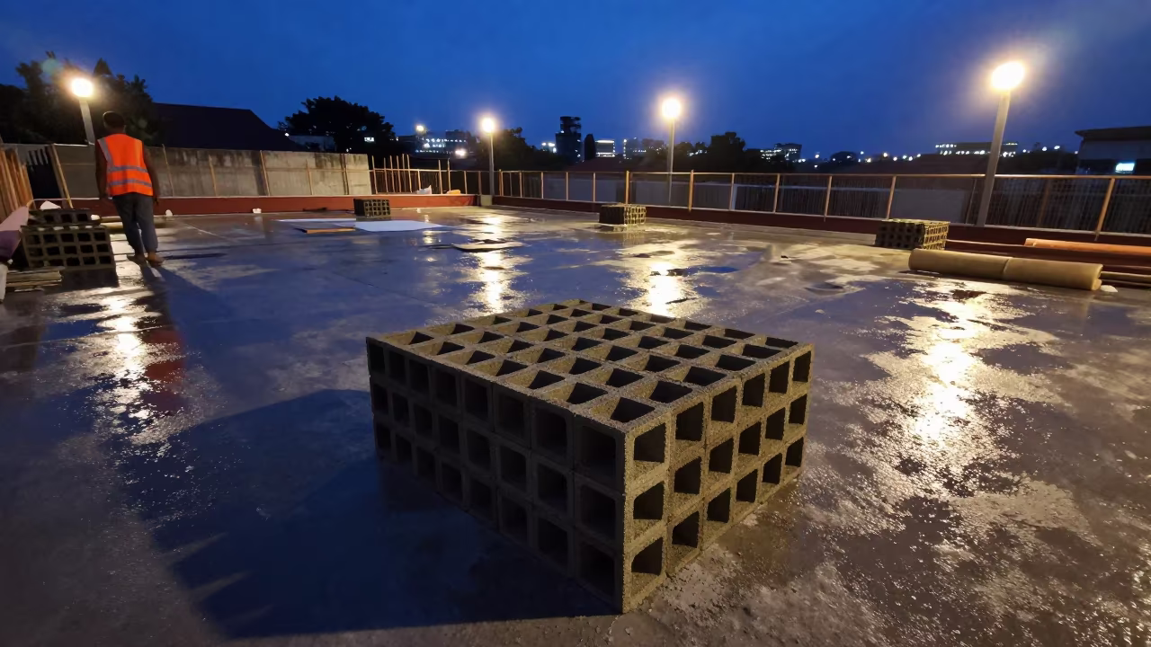Grout Mold Box on Philippine Construction Deck in on an active construction deck in Philippines