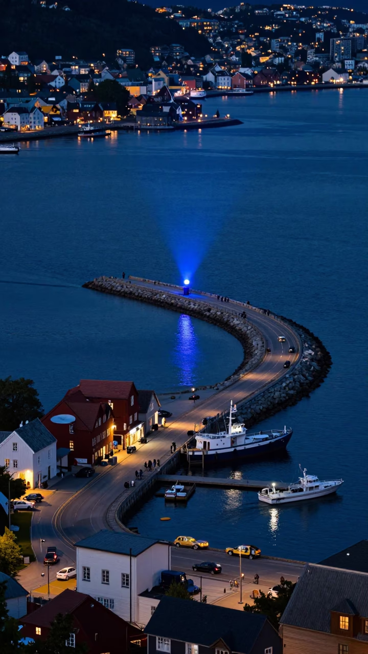 Grove Lighting in Bergen at The Last Blue Light Of Evening in in Bergen, Norway