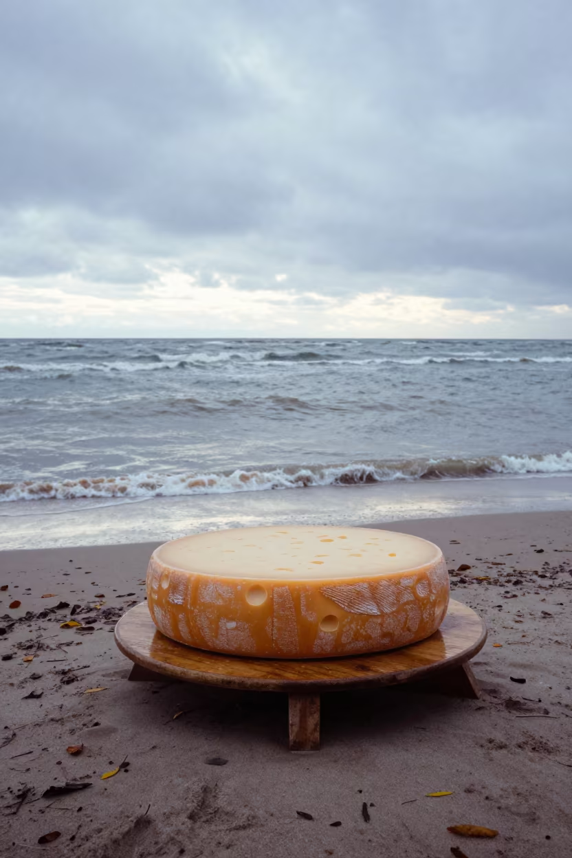 Gruyere Wheel on Indiana Shore Dawn in along a wave-cut shoreline in Indiana