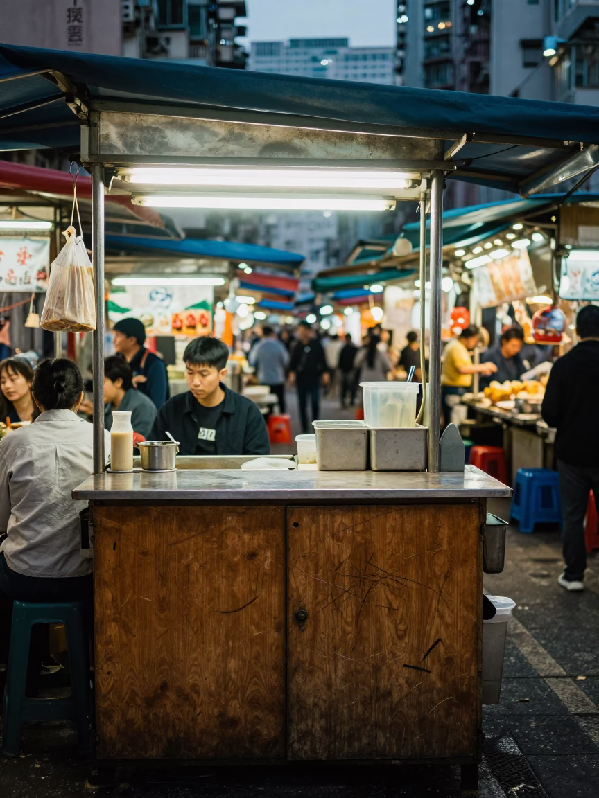 Gua Bao in Hong Kong at The Early Evening Light in in Hong Kong, Hong Kong