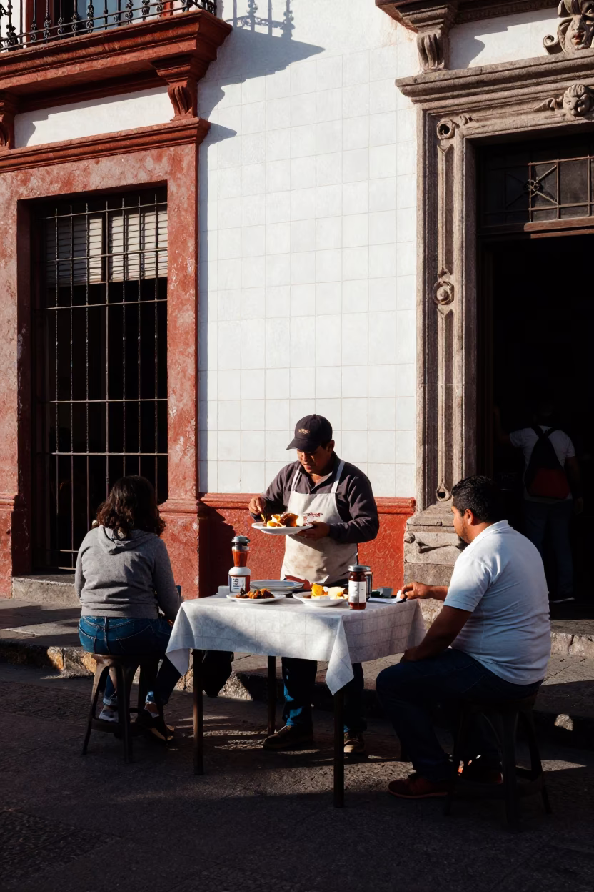 Guadal Mexico Street Scene Early Afternoon Gallo Pinto Breakfast Plate in in Guadalajara, Mexico
