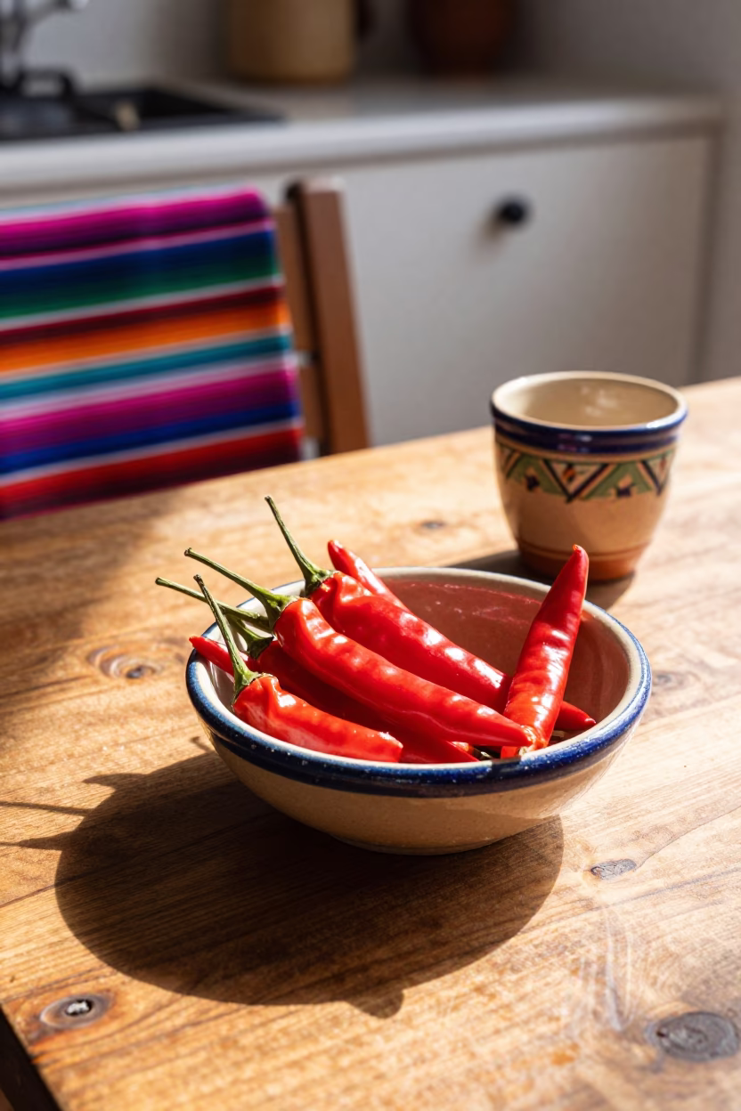 Guadalajara Chilies at Late Morning Light in in Guadalajara, Mexico