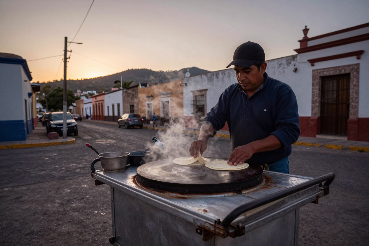 Guadalajara Fresh Tortillas at The Still Hours Before Dawn Light in in Guadalajara, Mexico