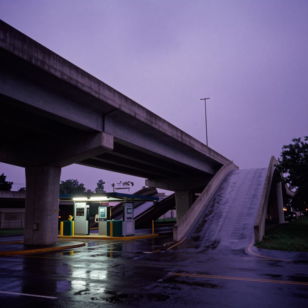Guadalajara Mexico Early Evening Overpass Interchange Ramp Against Violet Sky in in Guadalajara, Mexico