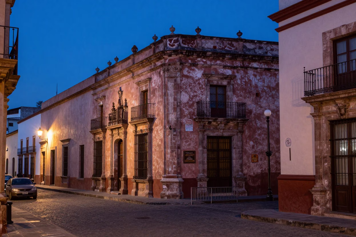 Guadalajara Mexico evening street scene with colonial architecture and local life in in Guadalajara, Mexico