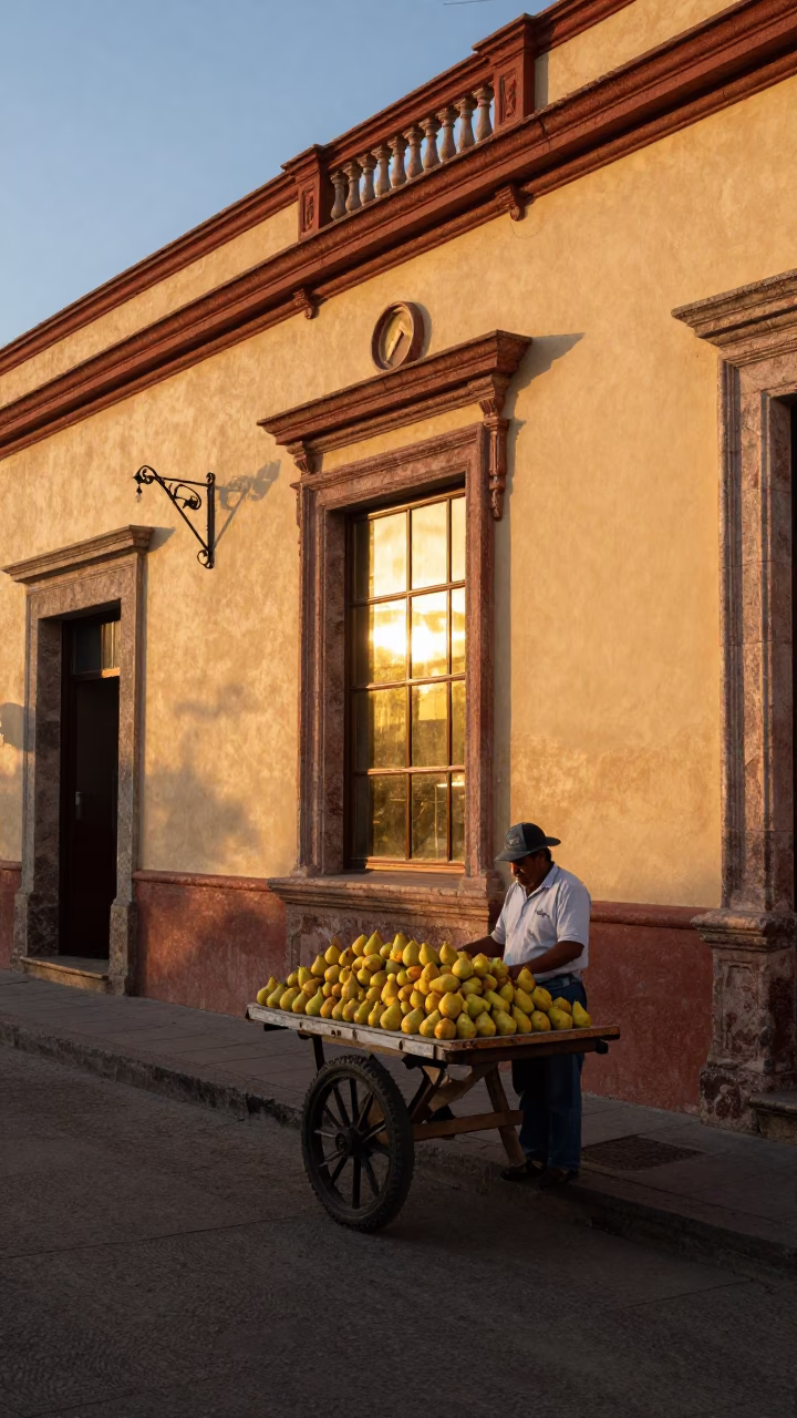 Guadalajara Mexico Evening Street Scene with Pears and Brass Details in in Guadalajara, Mexico