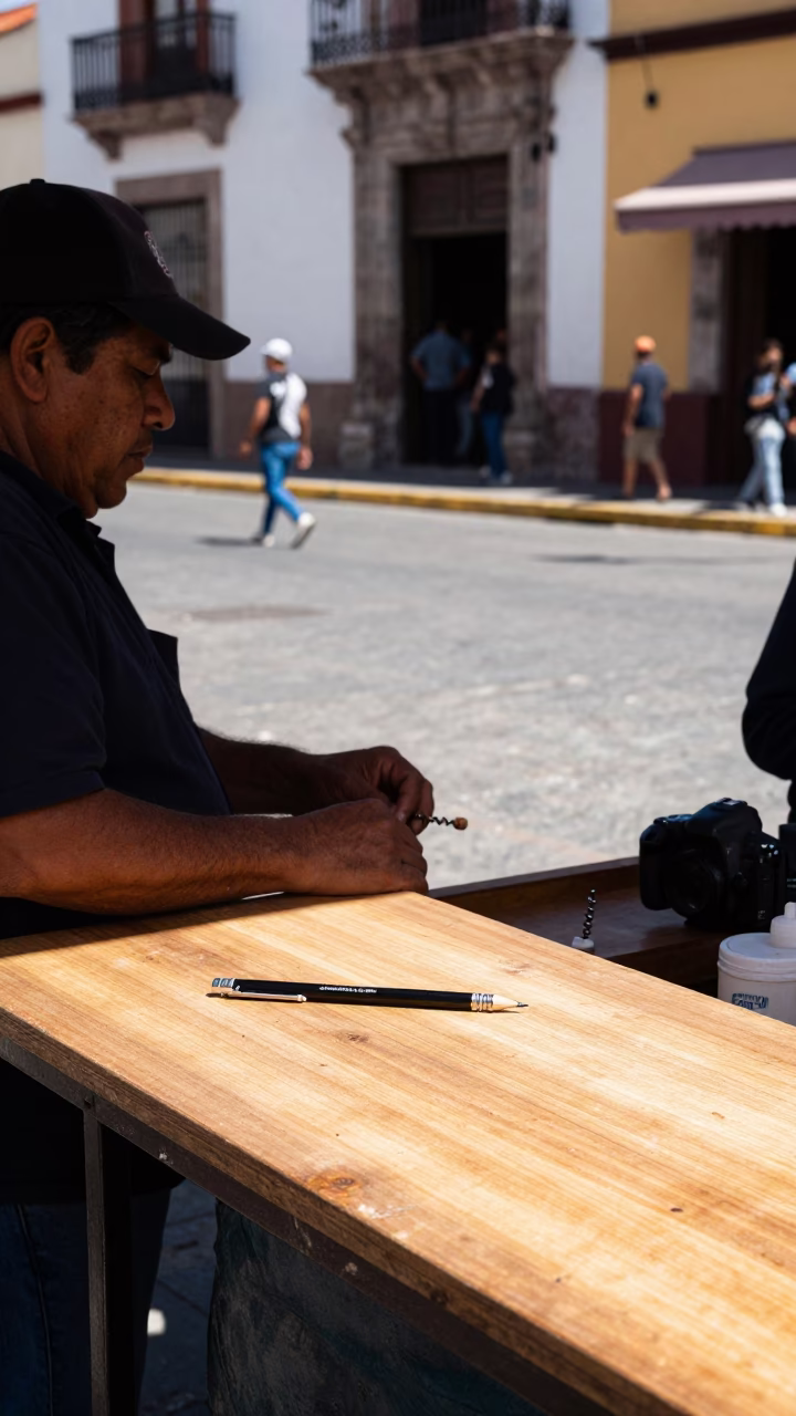 Guadalajara Mexico Noon Street Scene with Mechanical Pencil and Corkscrew in in Guadalajara, Mexico