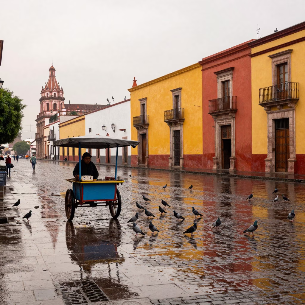 Guadalajara Pigeons at First Light in in Guadalajara, Mexico